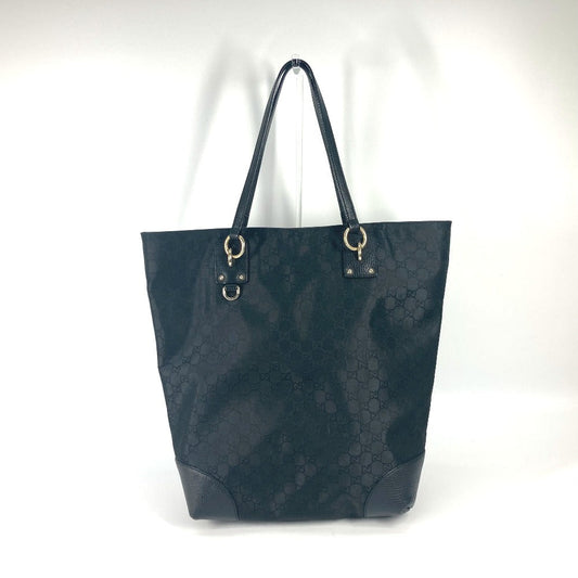 GUCCI Tote Bag 353702 Nylon / leather black GG Women Used Authentic