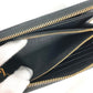 PRADA Long Wallet Purse Safiano leather black logo Zip Around Women Used Authentic
