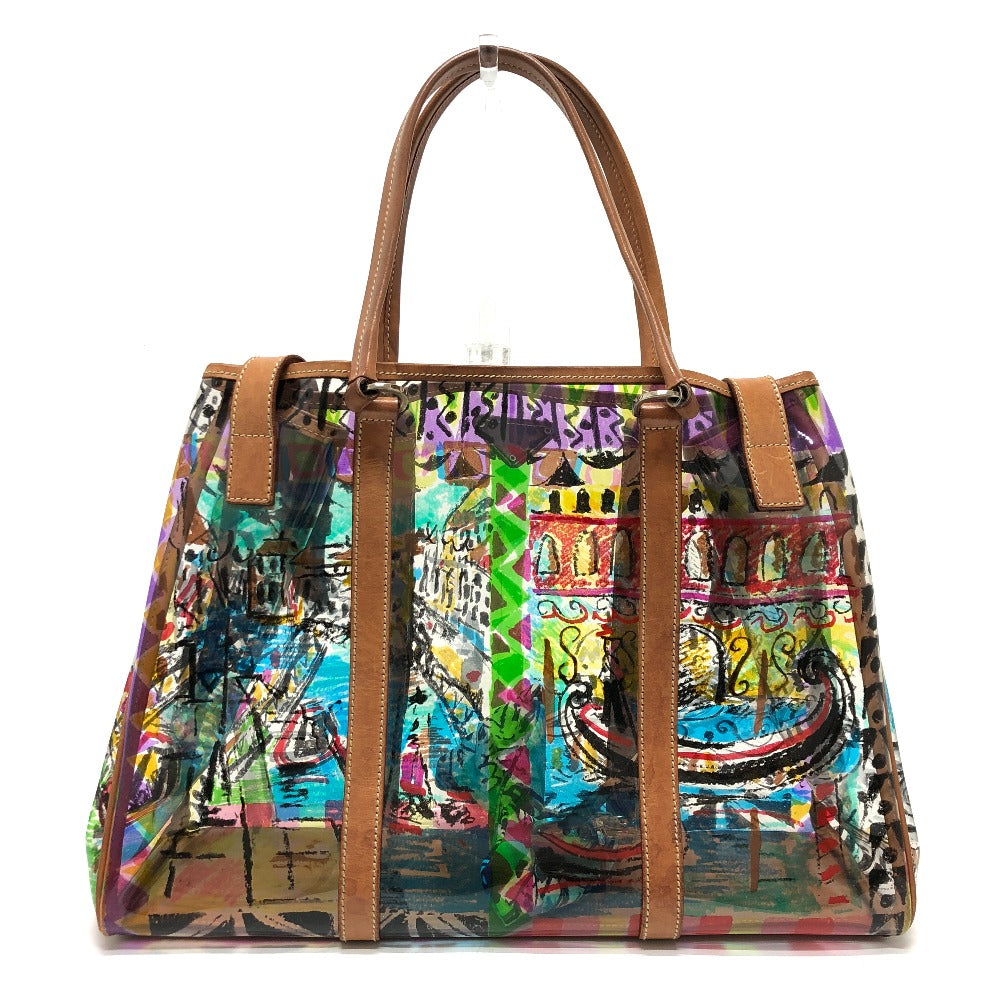 PRADA Tote Bag BR2515 Plastics/Leather multicolor Venetian print Women Used Authentic