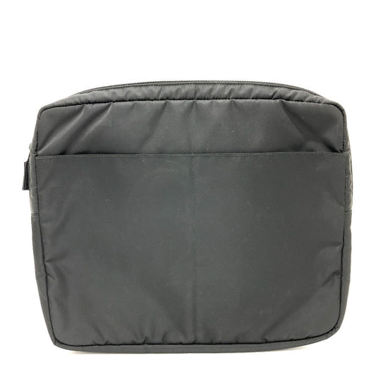 PRADA Clutch bag Nylon black Handbag PC case Triangle logo unisex(Unisex) Used Authentic