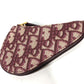 Dior Coin case Canvas / leather wine-red Oblique saddle Women Used Authentic