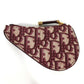 Dior Coin case Canvas / leather wine-red Oblique saddle Women Used Authentic