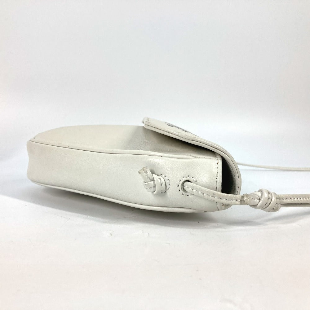 CELINE Shoulder Bag leather white Triangle logo triangle Women Used Authentic