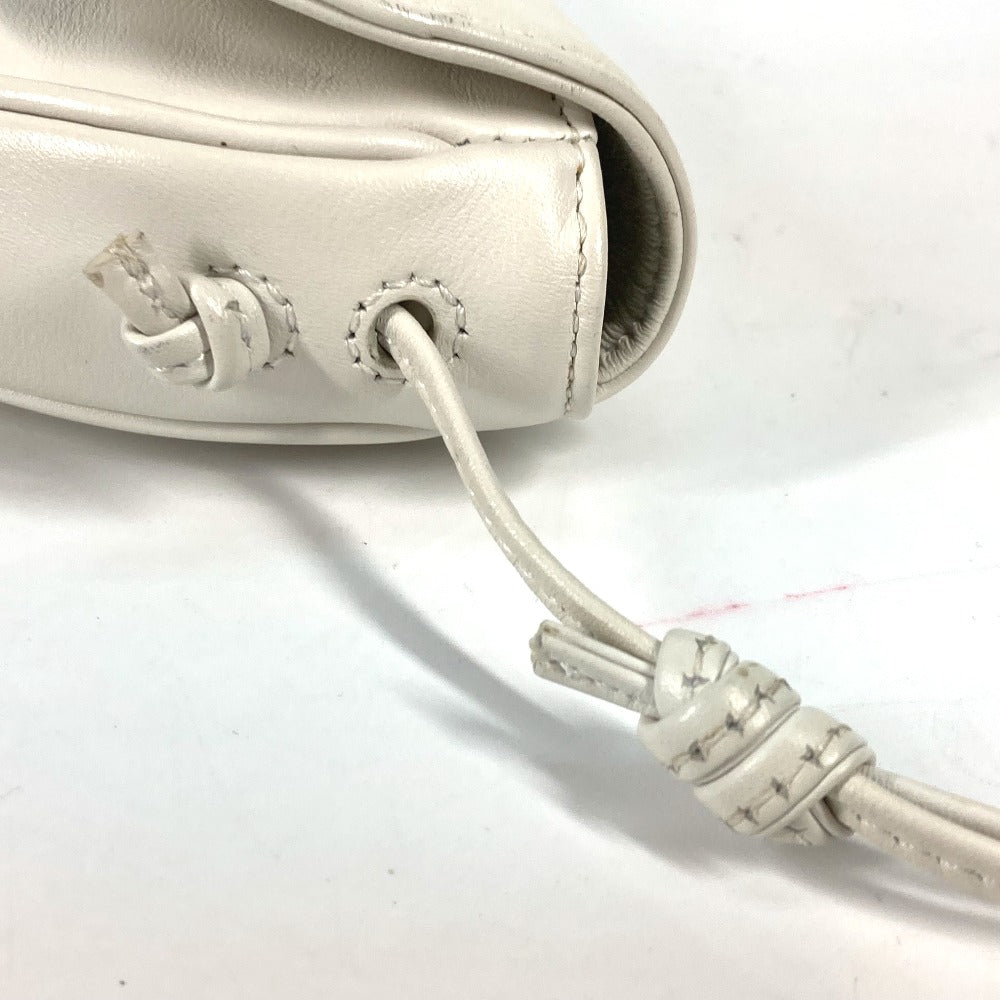 CELINE Shoulder Bag leather white Triangle logo triangle Women Used Authentic