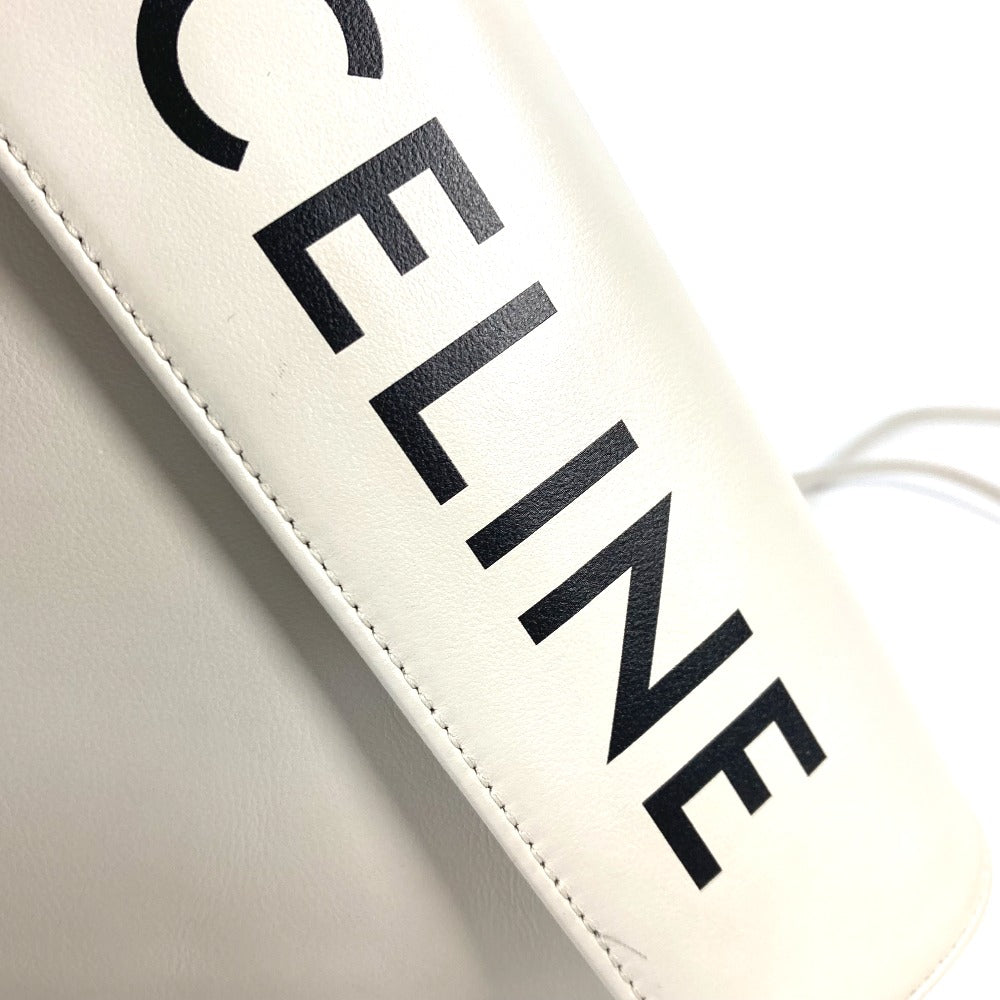 CELINE Shoulder Bag leather white Triangle logo triangle Women Used Authentic