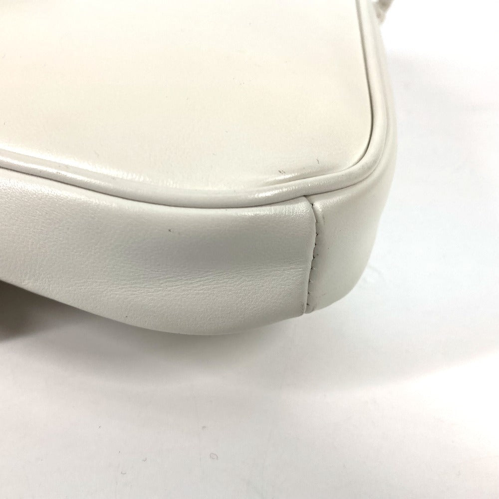 CELINE Shoulder Bag leather white Triangle logo triangle Women Used Authentic