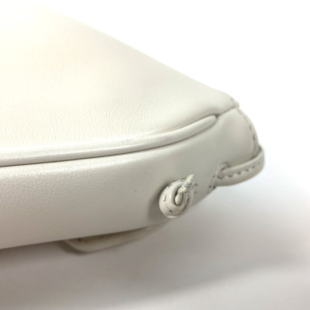 CELINE Shoulder Bag leather white Triangle logo triangle Women Used Authentic