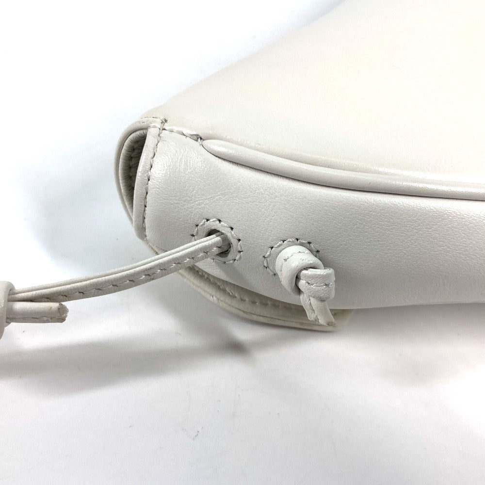 CELINE Shoulder Bag leather white Triangle logo triangle Women Used Authentic