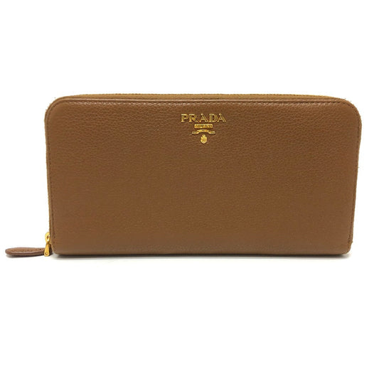 PRADA Long Wallet Purse 1M0506 leather Brown logo Women Used Authentic