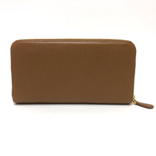 PRADA Long Wallet Purse 1M0506 leather Brown logo Women Used Authentic