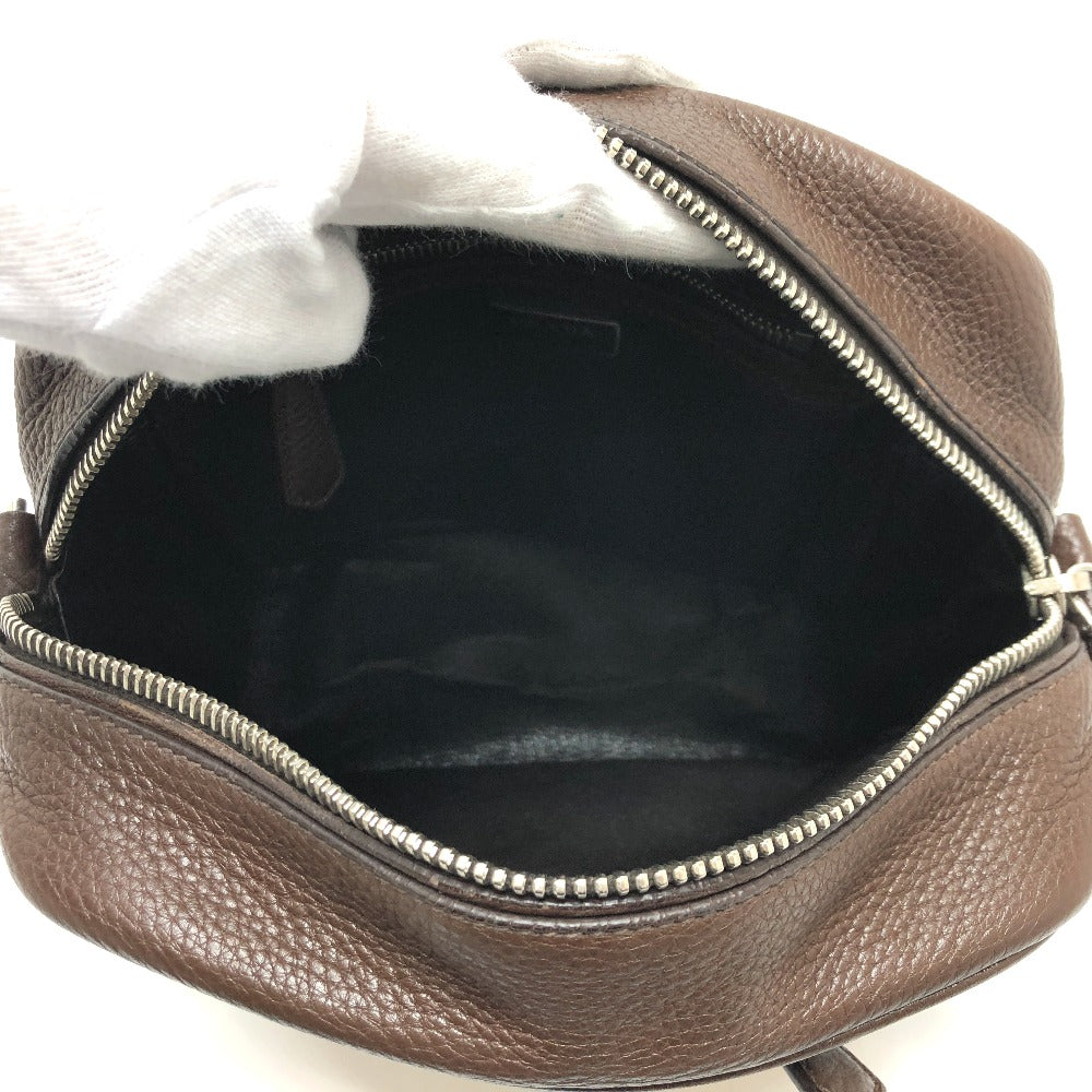 PRADA Shoulder Bag leather Brown Triangle logo By color Women Silver hardware Used Authentic