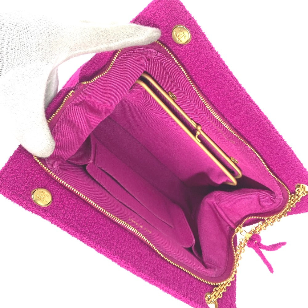 CHANEL Shoulder Bag cotton pink vintage quilting Women Used Authentic