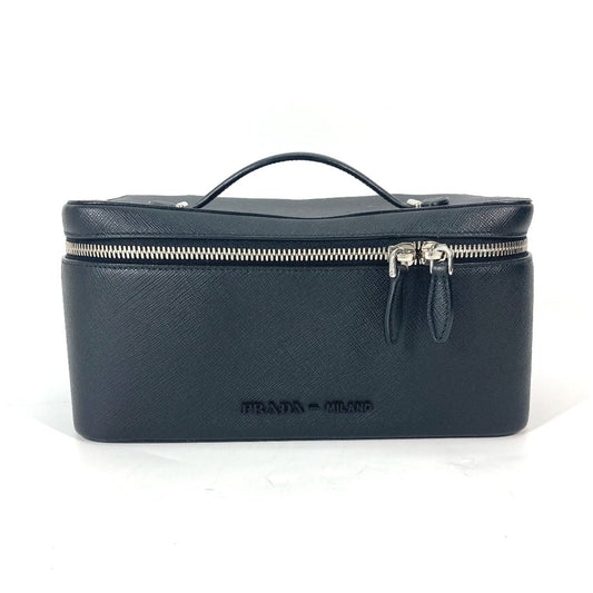 PRADA Handbag 1NJ003 saffiano leather black Bags, makeup boxes, makeup pouches Vanity bag Women Used Authentic