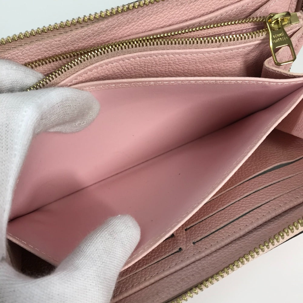 LOUIS VUITTON Long Wallet Purse M80403 Monogram Ann Platt Leather pink Monogram Empreinte by the Pool Zippy wallet mens Used Authentic