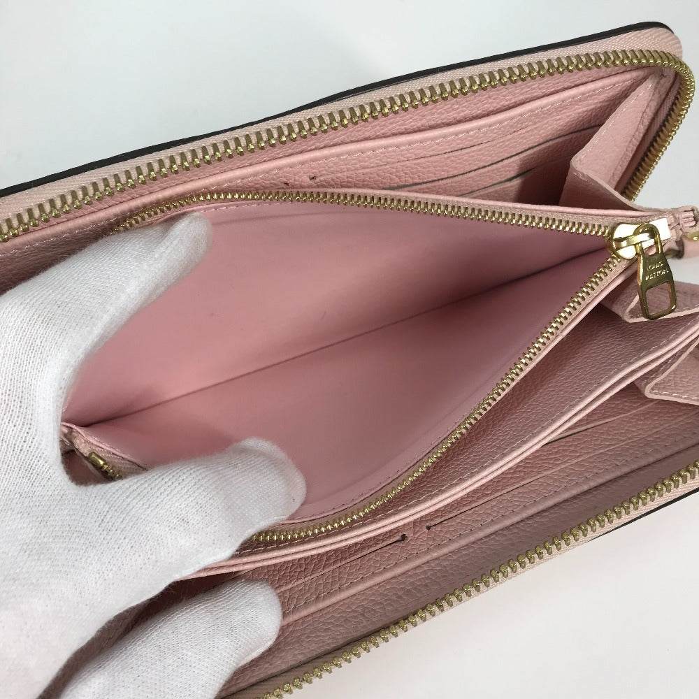 LOUIS VUITTON Long Wallet Purse M80403 Monogram Ann Platt Leather pink Monogram Empreinte by the Pool Zippy wallet mens Used Authentic