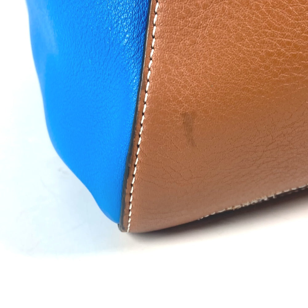 LOEWE Shoulder Bag leather blue bag bicolor Anton Women Used Authentic