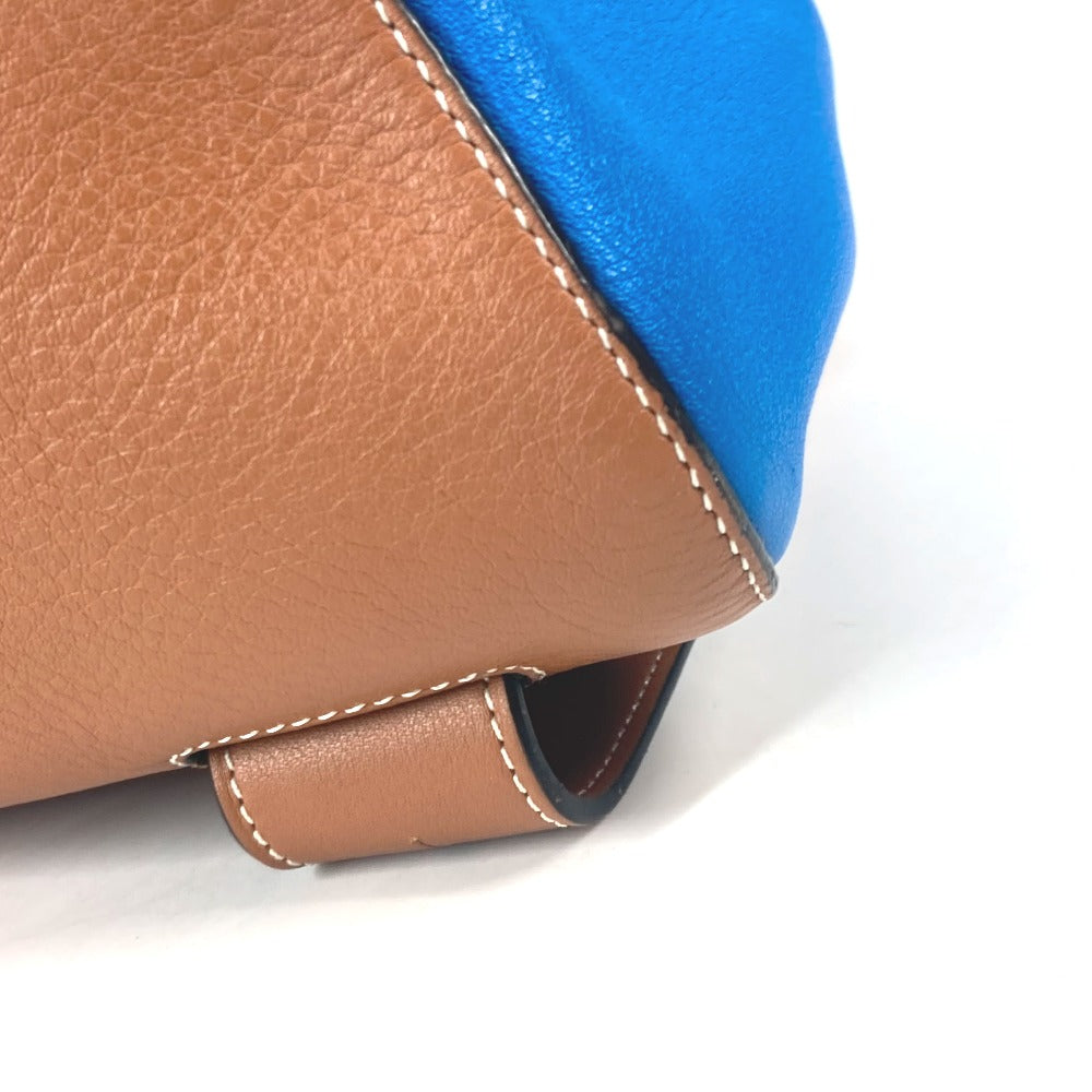 LOEWE Shoulder Bag leather blue bag bicolor Anton Women Used Authentic