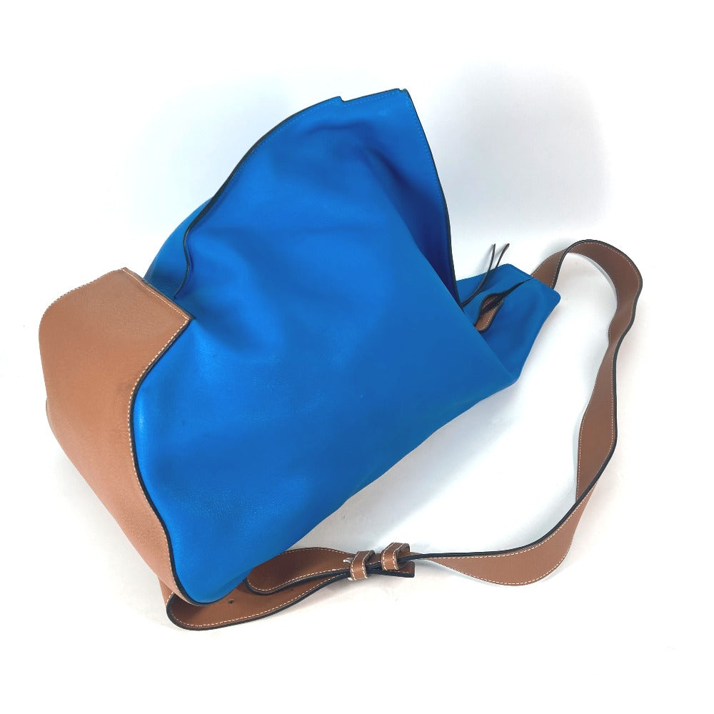 LOEWE Shoulder Bag leather blue bag bicolor Anton Women Used Authentic