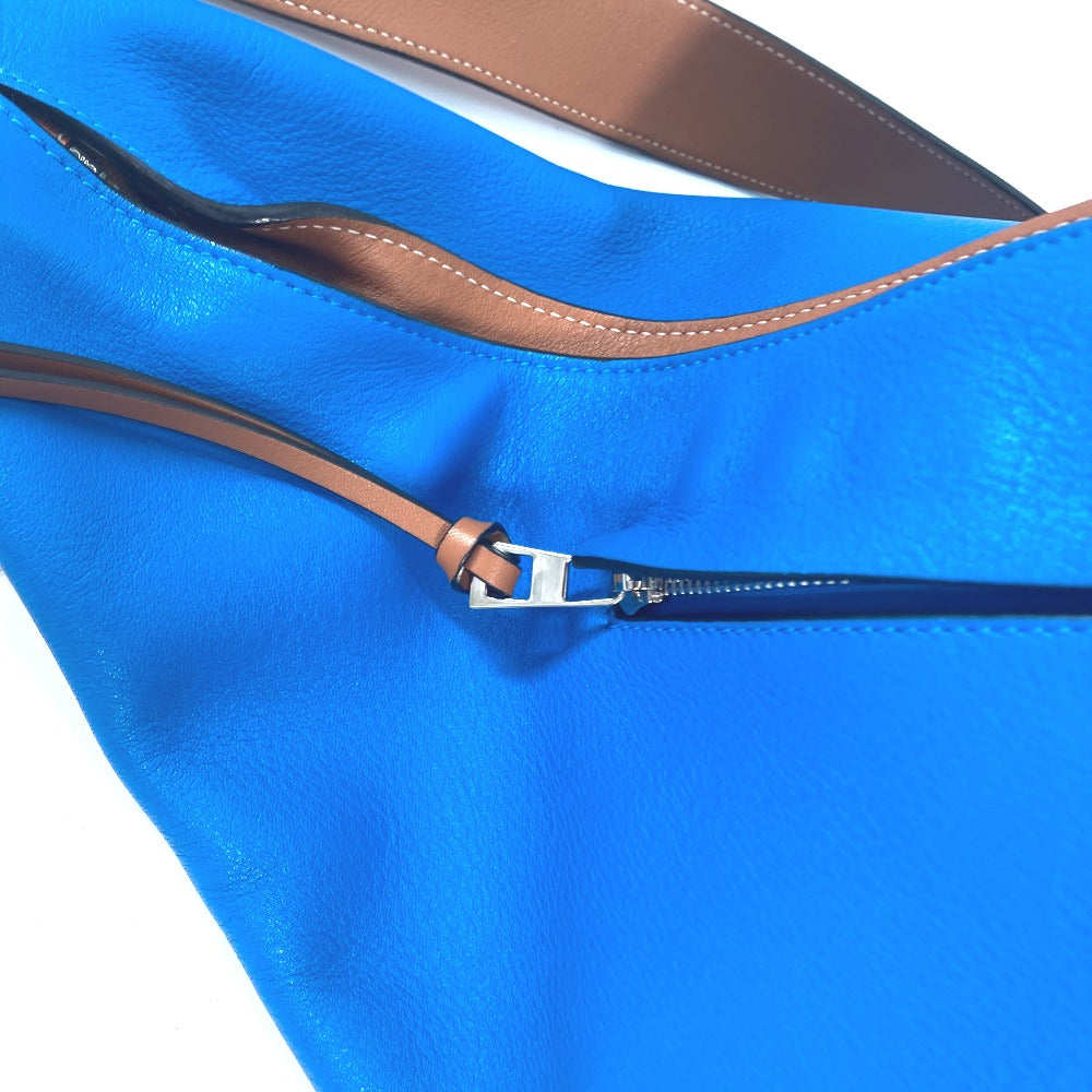 LOEWE Shoulder Bag leather blue bag bicolor Anton Women Used Authentic