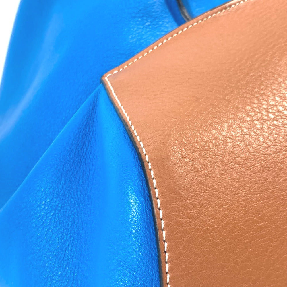 LOEWE Shoulder Bag leather blue bag bicolor Anton Women Used Authentic