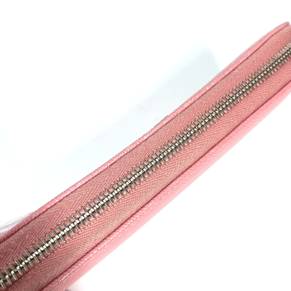PRADA Long Wallet Purse saffiano leather pink Long wallet logo Women Used Authentic
