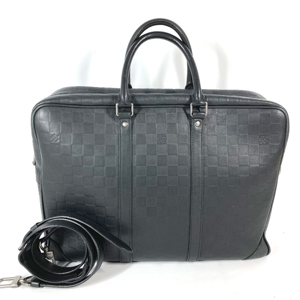 LOUIS VUITTON Handbag N41146 Damier Anfini Leather black Damier Anfini Porto Document Voyage