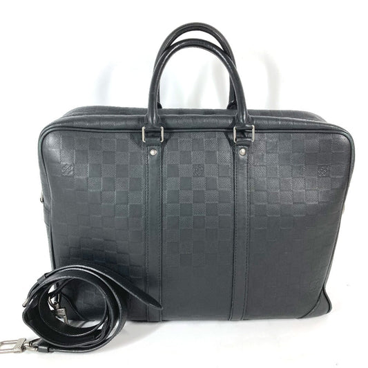 LOUIS VUITTON Handbag N41146 Damier Anfini Leather black Damier Anfini Porto Document Voyage