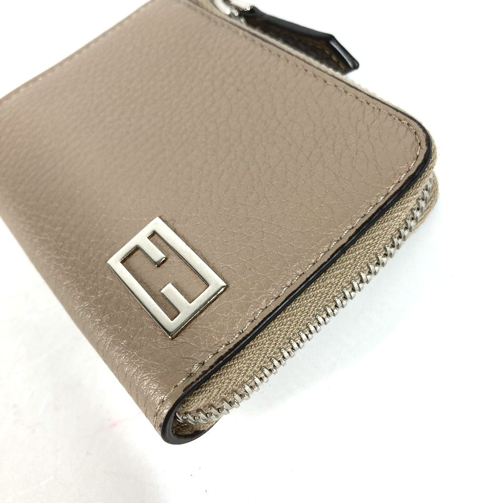 FENDI Coin case 7M0330 leather Beige type Fragment case Wallet logo