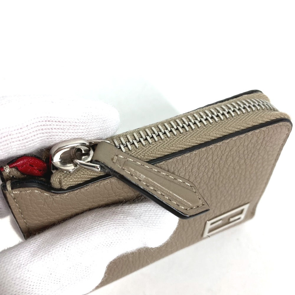 FENDI Coin case 7M0330 leather Beige type Fragment case Wallet logo