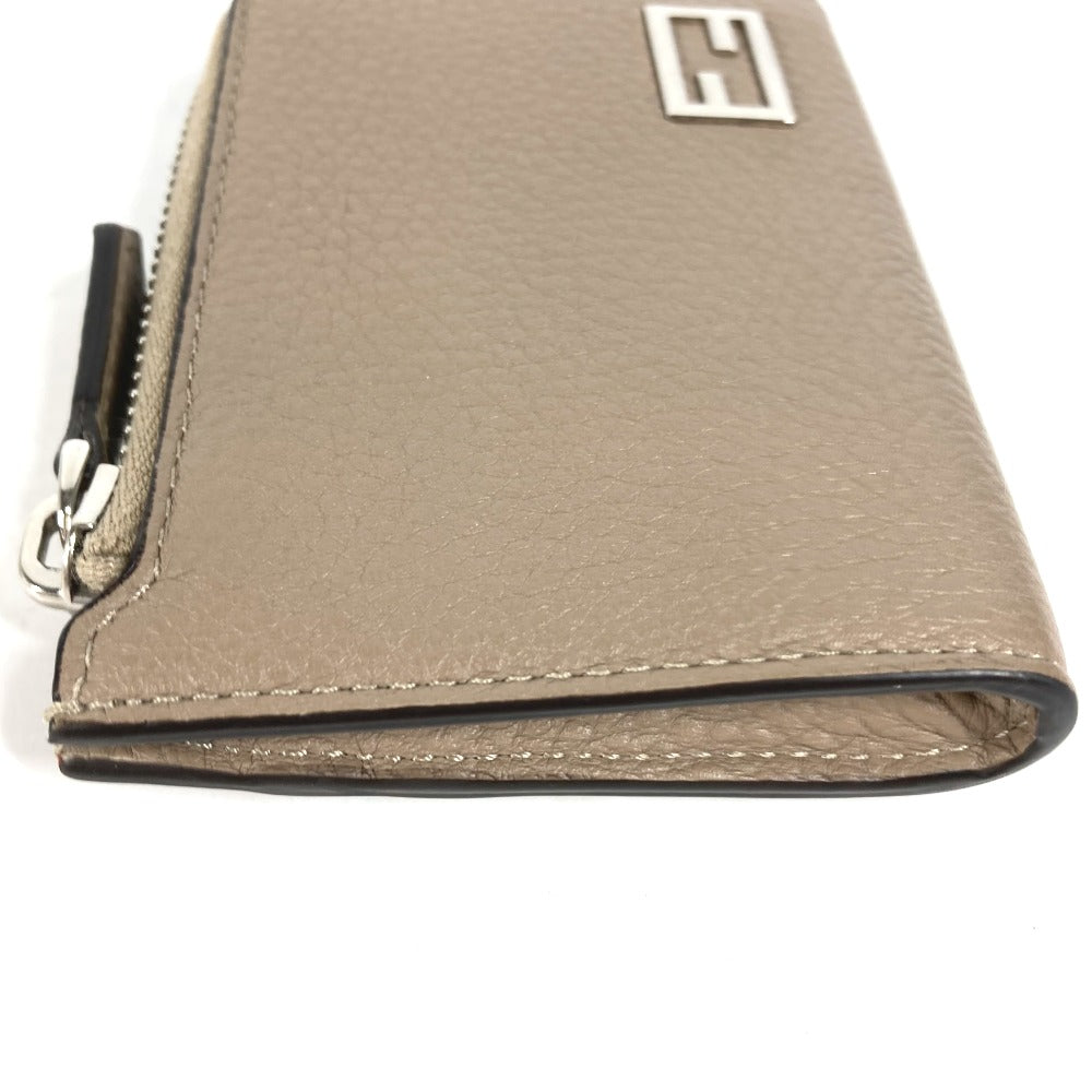 FENDI Coin case 7M0330 leather Beige type Fragment case Wallet logo