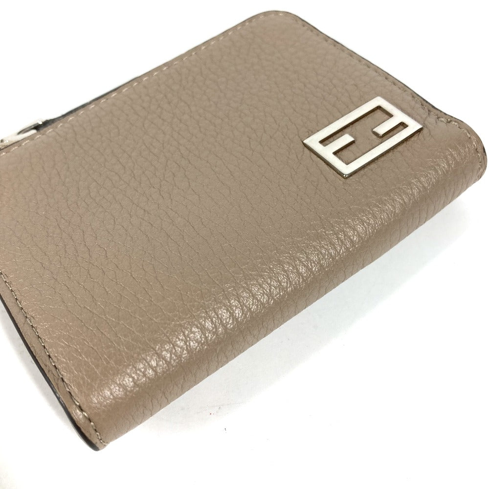 FENDI Coin case 7M0330 leather Beige type Fragment case Wallet logo