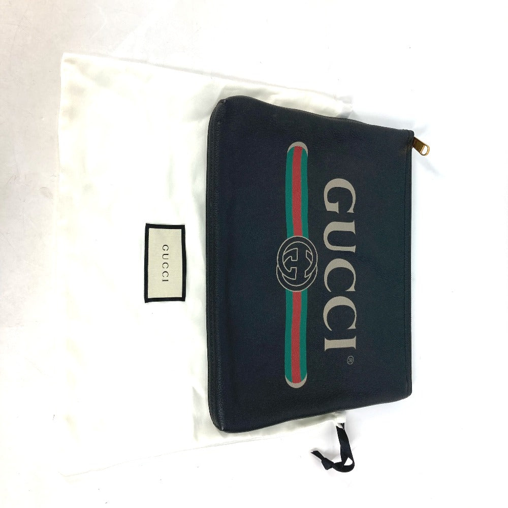 GUCCI Clutch bag 500981 leather black logo mens Used Authentic