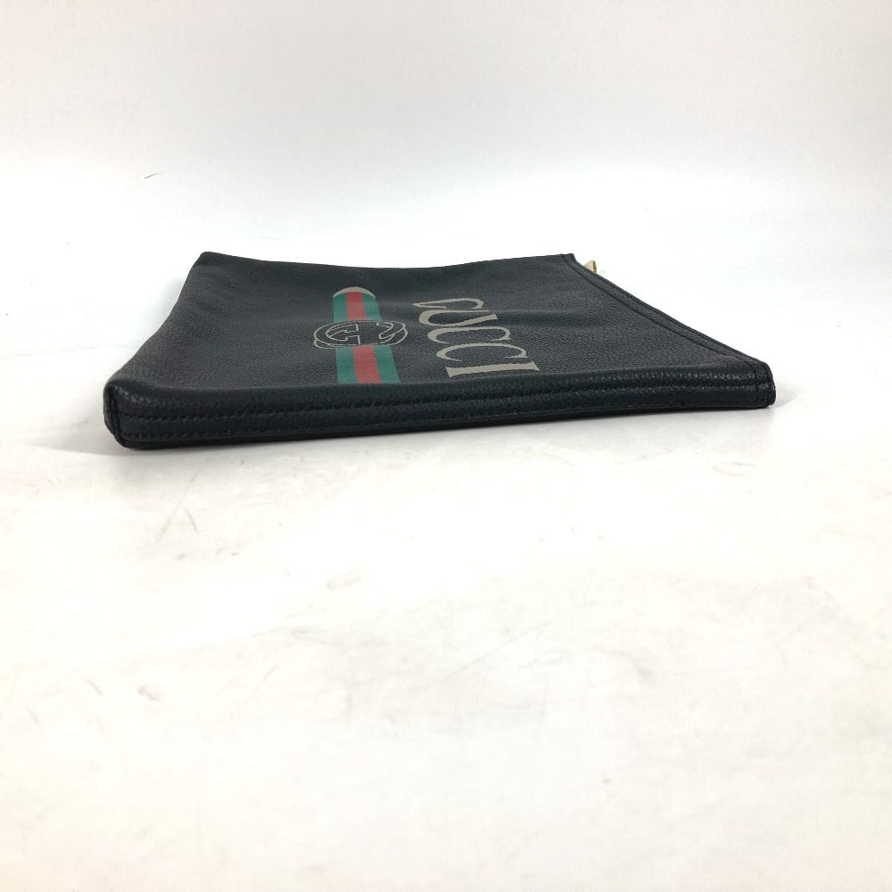 GUCCI Clutch bag 500981 leather black logo mens Used Authentic