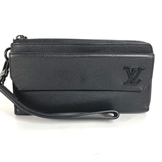 LOUIS VUITTON Long Wallet Purse M69831 Grain leather black Aerogram Zippy wallet mens Used Authentic