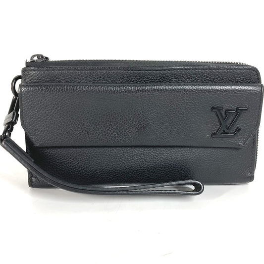 LOUIS VUITTON Long Wallet Purse M69831 Grain leather black Aerogram Zippy wallet mens Used Authentic