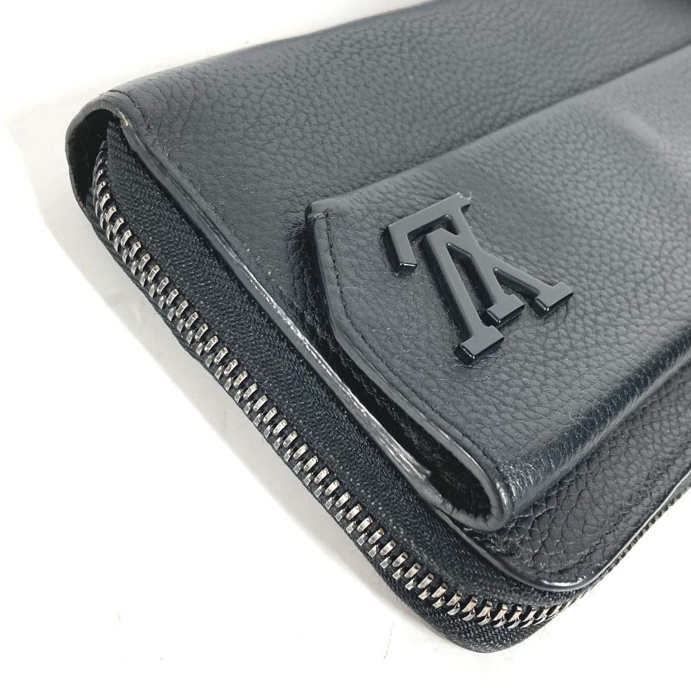 LOUIS VUITTON Long Wallet Purse M69831 Grain leather black Aerogram Zippy wallet mens Used Authentic