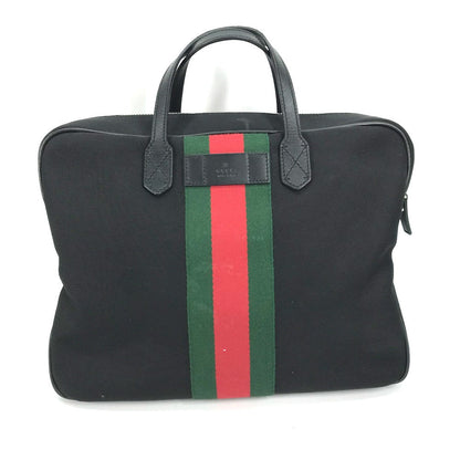 GUCCI Tote Bag 630922 Leather / canvas black Sherry line Business bag Women Used Authentic
