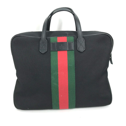 GUCCI Tote Bag 630922 Leather / canvas black Sherry line Business bag Women Used Authentic