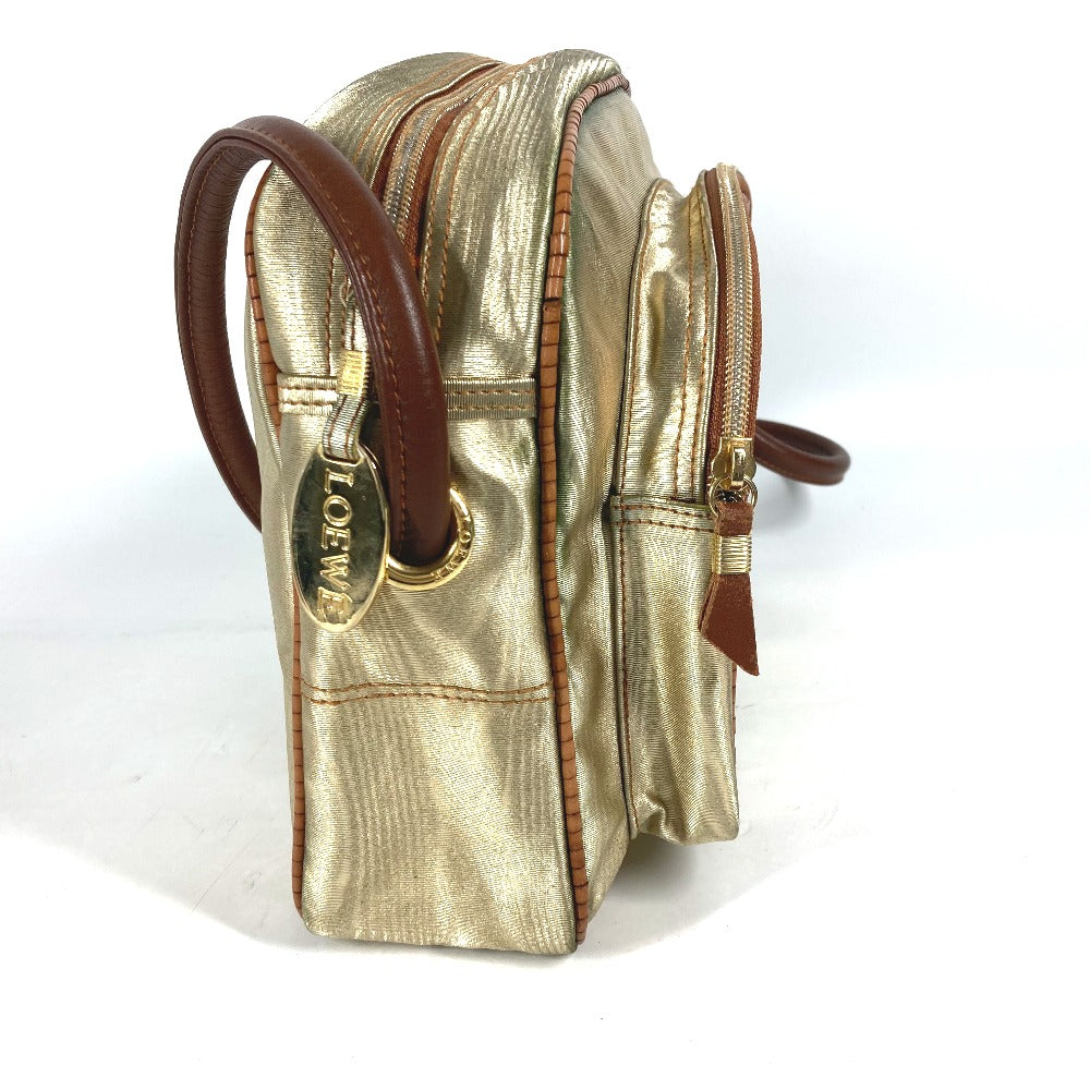 LOEWE Shoulder Bag Leather, Canvas gold vintage anagram Women Used Authentic