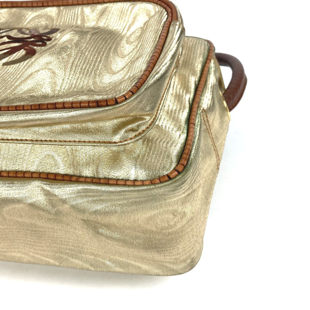 LOEWE Shoulder Bag Leather, Canvas gold vintage anagram Women Used Authentic