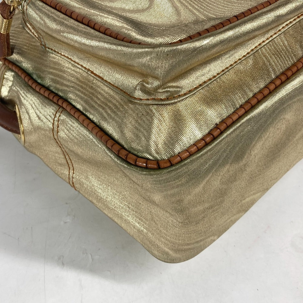 LOEWE Shoulder Bag Leather, Canvas gold vintage anagram Women Used Authentic