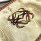 LOEWE Shoulder Bag Leather, Canvas gold vintage anagram Women Used Authentic