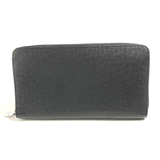 LOUIS VUITTON Long Wallet Purse M30056 Taiga Leather black Taiga Zippy Organizer NM mens Used Authentic