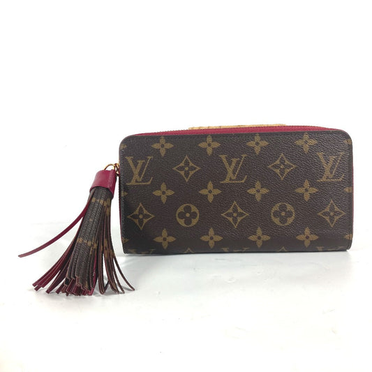 LOUIS VUITTON Long Wallet Purse M62256 Monogram canvas Brown Monogrammed with tassel Zippy wallet Women Used Authentic