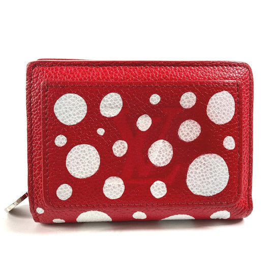 LOUIS VUITTON Folded wallet M82103  leather Red Kusama Yayoi Collaboration LVxYK Portefeuille Claire Women Used Authentic