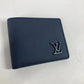 LOUIS VUITTON Folded wallet M81822 leather Navy LV Aero Portefeuille mens Used Authentic