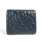 CHANEL Trifold wallet leather black By color Camelia Women Used Authentic
