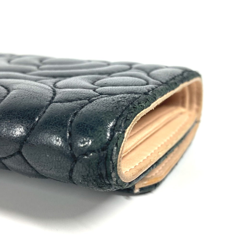 CHANEL Trifold wallet leather black By color Camelia Women Used Authentic