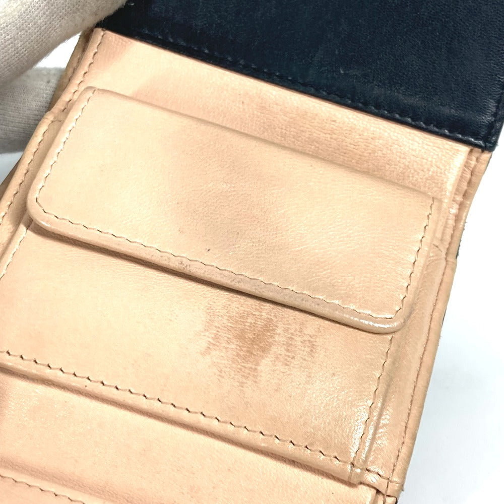 CHANEL Trifold wallet leather black By color Camelia Women Used Authentic