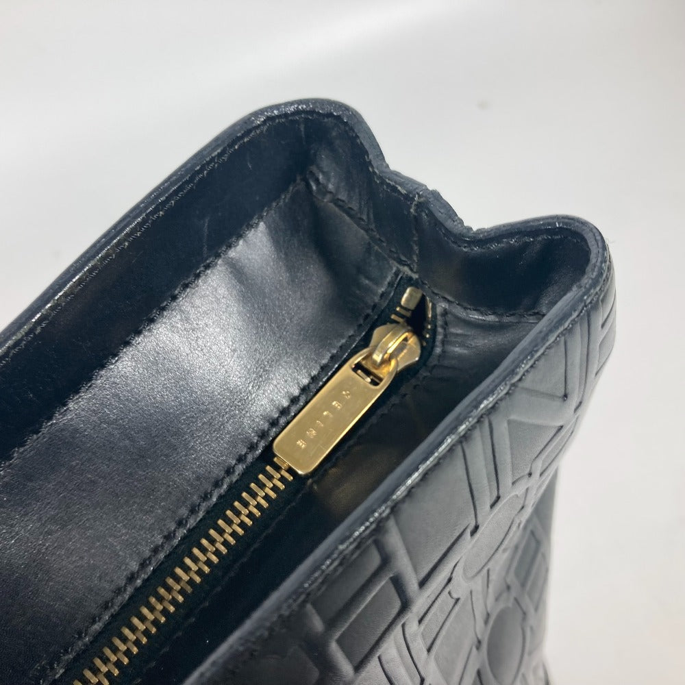 CELINE Shoulder Bag leather black Total logo Women Used Authentic